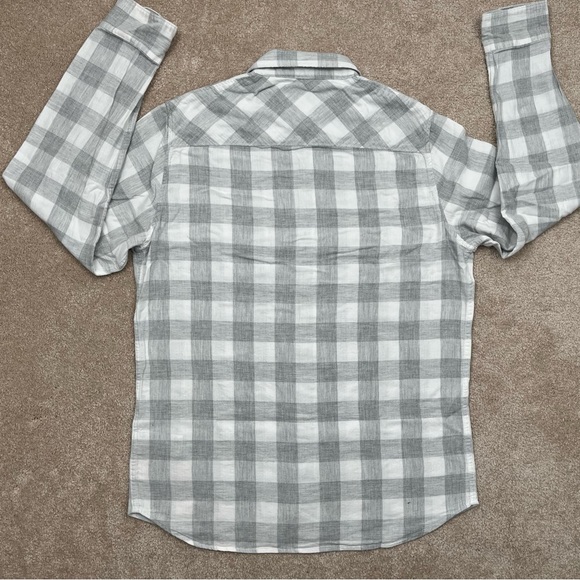 Travis Mathew Shirt Adult Medium Gray White Button Up Plaid Flannel Preppy Men - Picture 14 of 15
